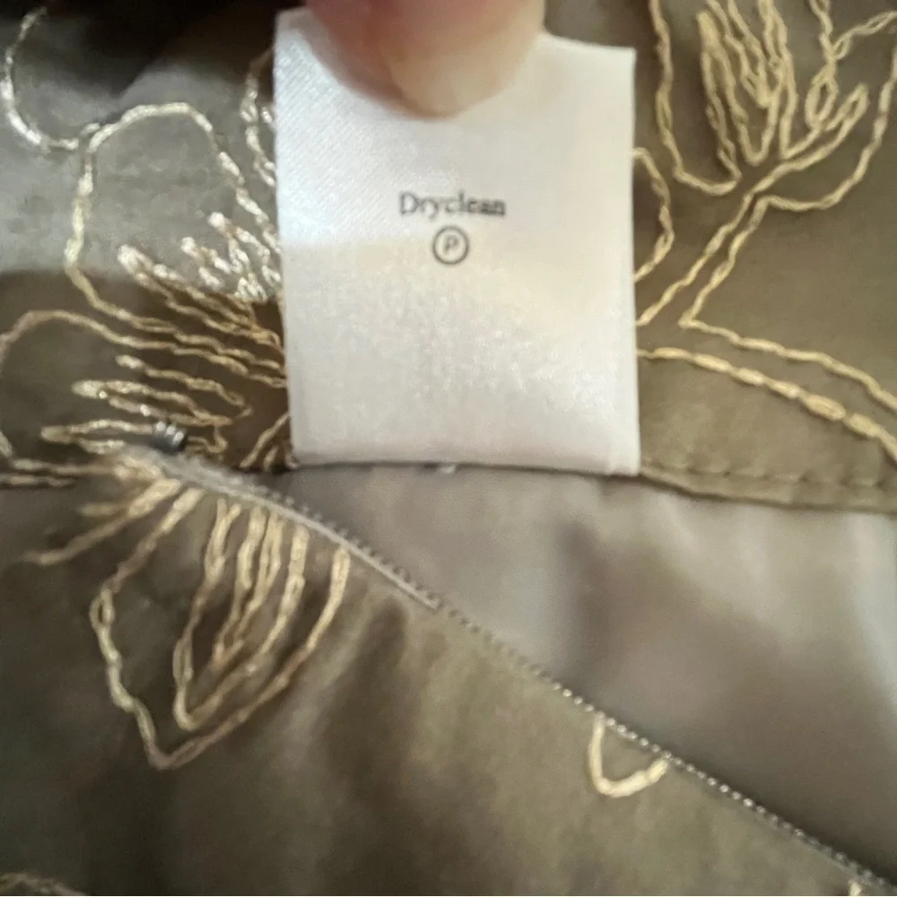 Coldwater Creek NWT Silk Floral Embroidered Skirt Gold Taupe Boho Fairycore